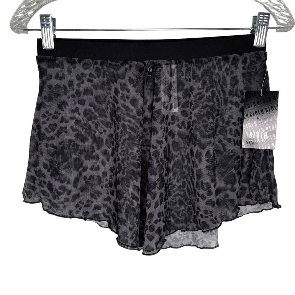 Bloch Ladies Janise Animal Print Mesh Pull On Skirt M Black Gray New - Picture 12 of 12
